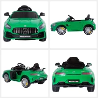 HOMCOM Carro elétrico para crianças de 3-5 anos licenciado de Mercedes GTR bateria de 12V com controle remoto Faróis musica Carga 25kg 105x58x45 cm Verde(m-8)