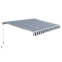 Outsunny Copertina de Soare pentru Exterior Reglare cu Manivela, din Aluminiu si Poliester, 295x250cm, Albastru si Alb(m-12)
