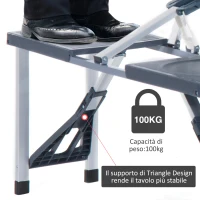 Outsunny Masa de Picnic cu Scaune, Pliabila si care se Inchide ca o Valiza, Masa cu Scaune de Camping din Aluminiu si Plastic(m-5)