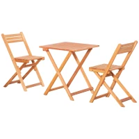 Outsunny Set 3 Piese Masa si Scaune de Gradina Pliabile din Lemn pentru Exterior(m-11)