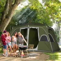 Outsunny Camping Tent, Family Tent 4-8 Person 2 Room, with Large Mesh Windows, Easy Set Up for Backpacking Hiking Outdoor, Green(m-12)