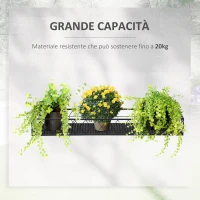 Jardiniera de Exterior Outsunny cu Carlige pentru Balustrada, Suport Ghivece pentru Balcon si Terasa din Metal(m-4)