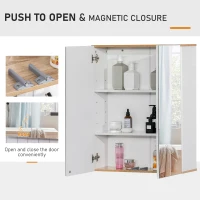 kleankin Bathroom Mirror Cabinet Wall Mounted Storage Cupboard with Double Door and Adjustable Shelves, White(m-5)