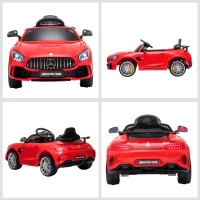 HOMCOM Carro elétrico para crianças de 3-5 anos licenciado Mercedes GTR bateria de 12V com controle remoto Faróis musica Carga de 25kg 105x58x45 cm Vermelho(m-8)