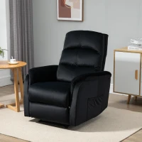 HOMCOM Fotoliu Recliner pana la 155 ° cu Tetiera si Suport pentru picioare, Fotoliu Relax din Tesatura Catifelata si Otel cu Buzunar Lateral, Negru(m-2)