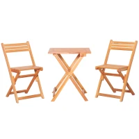 Outsunny Set 3 Piese Masa si Scaune de Gradina Pliabile din Lemn pentru Exterior(m-1)