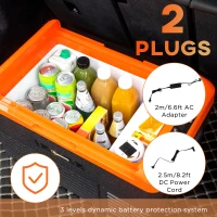 Outsunny Frigider portabil de 30L, Compresor si Manere Portabile Incluse, 58,7x36,5x36,8cm, Portocaliu si Negru(m-6)