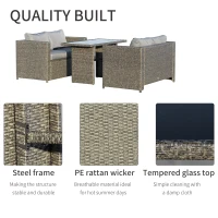 Outsunny Set 2 Canapele si Masa de Gradina Salon de Exterior Ratan si Otel(m-5)