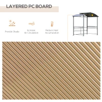 Outsunny Foisor de Gradina din Otel pentru Gratar cu Acoperis din Policarbonat si Rafturi de Depozitare, 240x150x230cm, Gri(m-6)