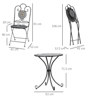 Outsunny Set de mobila pentru exterior cu 3 piese, cu masa si scaune pliabile(m-3)