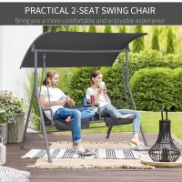 Outsunny Steel Frame 2-Seater  Swing Chair w/ Table Grey(m-7)