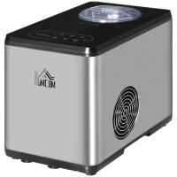 HOMCOM  Aparat de Inghetata de 1,5L din Otel Inoxidabil, 38,4x24x32cm, Argintiu si Negru(m-11)