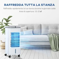 Racitor prin Evaporare HOMCOM 3 in 1, Ventilator cu Gheata si Umidificator, 3 Viteze, 3 Moduri, Telecomanda si Timer, 75 W Alb(m-8)