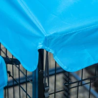 Cotet de Gradina PawHut Modular pentru 6-10 Gaini cu 2 Custi din Otel, Cusca pentru Gaini cu Acoperis din Poliester, Albastru inchis(m-9)