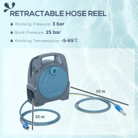 Outsunny Retractable Garden Hose Reel with 10m + 10m Hose and Simple Manual Rewind, Compact and Lightweight(m-4)