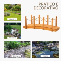 Podet din Lemn Outsunny de Gradina, Arcuit, cu Parti Laterale din Funie de Canepa, Cadru din Lemn de Brad, 150x58x58.5 cm(m-6)