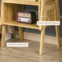HOMCOM Set 2 noptiere Masute de cafea, Design Deschis  si Stivuibil din Bambus pentru Dormitor si Living, 43x32,5x42cm, Culoare Naturala(m-6)