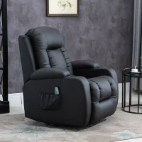 HOMCOM fotel do masażu fotel telewizyjny fotel relaksacyjny fotel TV funkcja ogrzewania funkcja przechylania z pilotem funkcja leżenia czarny 90 x 93 x 103 cm(m-2)