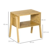 HOMCOM Set 2 noptiere Masute de cafea, Design Deschis  si Stivuibil din Bambus pentru Dormitor si Living, 43x32,5x42cm, Culoare Naturala(m-3)