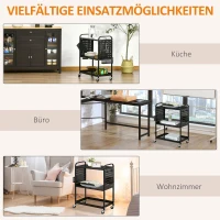 HOMCOM Rollwagen Küchenwagen mit Rollen Küchenregal Metallregal mit 2 Ebenen Badregal Aufbewahrungswagen Servierwagen Stahl Schwarz 70 x 33,4 x 80,5 cm(m-7)