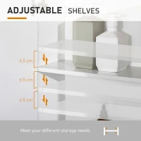 kleankin Bathroom Mirror Cabinet Wall Mounted Storage Cupboard with Double Door and Adjustable Shelves, White(m-6)