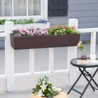 Jardiniera de Balcon Outsunny cu Carlig pentru Balustrada Reglabila, Indicator Nivel Apa si Disc cu Auto-Irigare, 99x18x19cm(m-2)