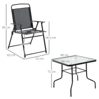 Outsunny Set Mobilier de Gradina 5 Piese din Metal, Salon de gradina cu 4 Scaune Pliabile si Masa cu orificiu pentru Umbrela, Negru(m-3)