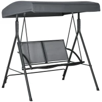 Outsunny Balansoar cu 2 Locuri de Gradina pentru Exterior cu Baldachin Reglabil si Sezuta din Textilen, 140x118x162cm Gri(m-1)