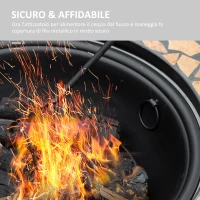 Brazier de Gradina Outsunny cu Capac Antiscantei, Vatrai si Suprafata de sprijin din Ceramica, 68x68x45cm, Negru(m-5)