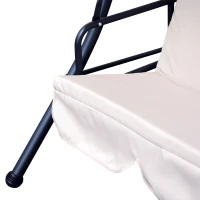 Outsunny Balansoar de Gradina 3 Locuri Convertibil in Pat si Baldachin, Otel si Poliester 200x125x170cm Bej(m-7)