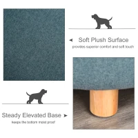 PawHut Dog Sofa Oval Shape Pet Bed, Cat Chair Couch with Sponge Padded Cushion, Washable Cover, Wooden Legs for Small and Medium Dogs - Light Blue(m-7)