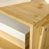 HOMCOM Set 2 noptiere Masute de cafea, Design Deschis  si Stivuibil din Bambus pentru Dormitor si Living, 43x32,5x42cm, Culoare Naturala(m-9)