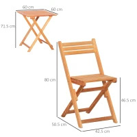 Outsunny Set 3 Piese Masa si Scaune de Gradina Pliabile din Lemn pentru Exterior(m-3)