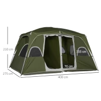 Outsunny Camping Tent, Family Tent 4-8 Person 2 Room, with Large Mesh Windows, Easy Set Up for Backpacking Hiking Outdoor, Green(m-3)