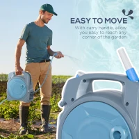Outsunny Retractable Garden Hose Reel with 10m + 10m Hose and Simple Manual Rewind, Compact and Lightweight(m-6)
