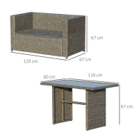 Outsunny Set 2 Canapele si Masa de Gradina Salon de Exterior Ratan si Otel(m-3)