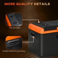 Outsunny Frigider portabil de 30L, Compresor si Manere Portabile Incluse, 58,7x36,5x36,8cm, Portocaliu si Negru(m-7)