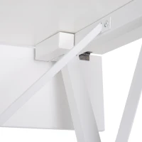 HOMCOM Dining Table Drop Leaf Metal Frame MDF Top Folding Expandable 6 Person White(m-7)