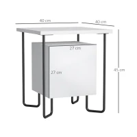 Noptiera Moderna HOMCOM cu Dulapior si Polita, Masuta de Cafea din Lemn cu Picioare Metalice, Alb(m-3)