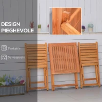 Outsunny Set 3 Piese Masa si Scaune de Gradina Pliabile din Lemn pentru Exterior(m-5)