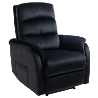HOMCOM Fotoliu Recliner pana la 155 ° cu Tetiera si Suport pentru picioare, Fotoliu Relax din Tesatura Catifelata si Otel cu Buzunar Lateral, Negru(m-1)