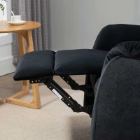 HOMCOM Fotoliu Recliner pana la 155 ° cu Tetiera si Suport pentru picioare, Fotoliu Relax din Tesatura Catifelata si Otel cu Buzunar Lateral, Negru(m-8)