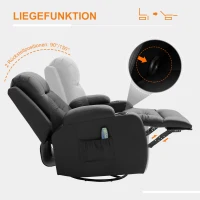HOMCOM fotel do masażu fotel telewizyjny fotel relaksacyjny fotel TV funkcja ogrzewania funkcja przechylania z pilotem funkcja leżenia czarny 90 x 93 x 103 cm(m-7)