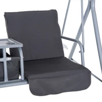 Outsunny Steel Frame 2-Seater  Swing Chair w/ Table Grey(m-9)