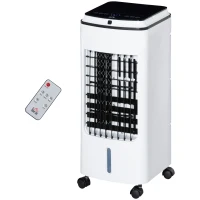 Racitor prin Evaporare HOMCOM 3 in 1, Ventilator cu Gheata si Umidificator, 3 Viteze, 3 Moduri, Telecomanda si Timer, 75 W Alb(m-11)