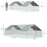 Pawhut Cotet Gaini Exterior – Cadru Zincat cu Plasa & Acoperis(m-3)