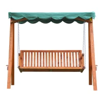 Outsunny 3-Seater Pinewood Swing Chair-Green(m-11)