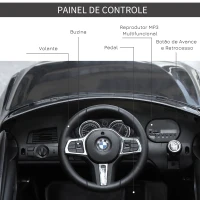 HOMCOM Carro elétrico para criança BMW 6GT para criança de 3-6 anos com controle remoto Carga 30 kg 106x64x51cm Preto(m-6)