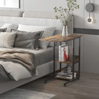 HOMCOM Masuta de Sufragerie, Noptiera cu Design Reglabil in Inaltime, Maro stil Rustic(m-2)