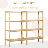 HOMCOM Dulap de Depozitare Multifunctional cu 4 Niveluri din Bambus pentru Baie,Sufragerie si Bucatarie, 62x33x112 cm, Culoare naturala(m-5)